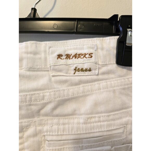 Vintage Y2K R Marks Low Rise Jeans White Denim Cowgirl Wide Leg Tall 32" - Picture 7 of 9